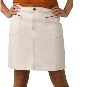 NWT Prana Broadway Skirt Stretch Denim Natural Zip Pockets Size 6